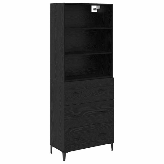 vidaXL Highboard Μαύρη Οξυά 69,5 x 34 x 180 εκ. Επεξεργασμένο ξύλο