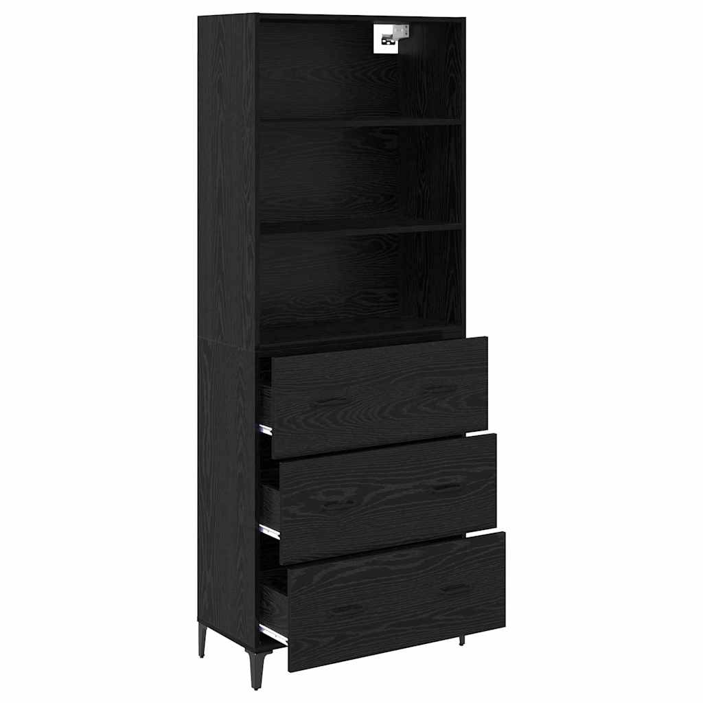 vidaXL Highboard Μαύρη Οξυά 69,5 x 34 x 180 εκ. Επεξεργασμένο ξύλο