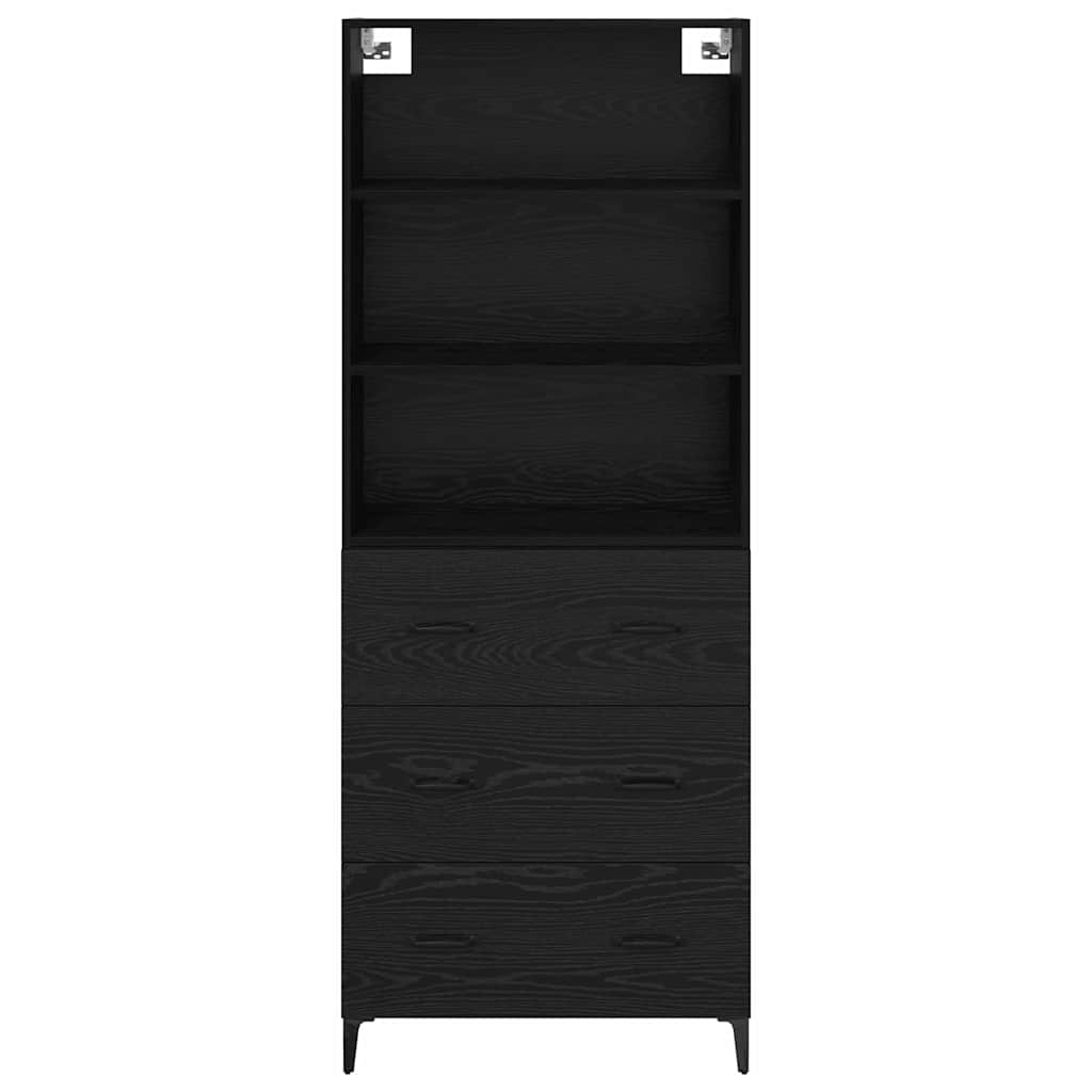 vidaXL Highboard Μαύρη Οξυά 69,5 x 34 x 180 εκ. Επεξεργασμένο ξύλο
