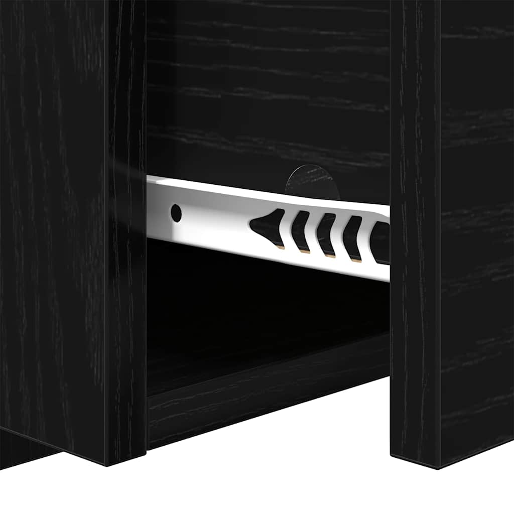 vidaXL Κεφαλάρι κρεβατιού με κομοδίνα με συρτάρι 3 pcs Μαύρη Οξυά