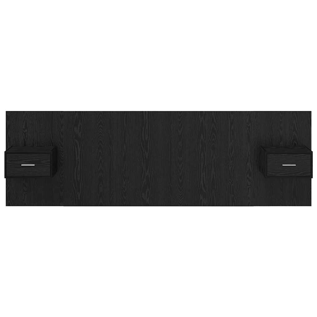 vidaXL Κεφαλάρι κρεβατιού με κομοδίνα με συρτάρι 3 pcs Μαύρη Οξυά