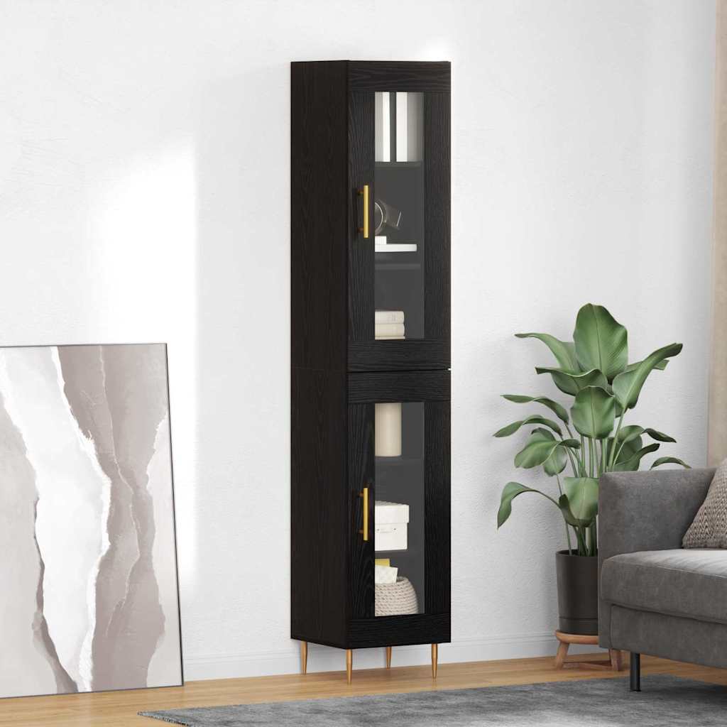 vidaXL Highboard 2 pcs Μαύρη Οξυά Γυαλί