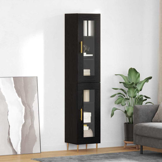 vidaXL Highboard 2 pcs Μαύρη Οξυά Γυαλί