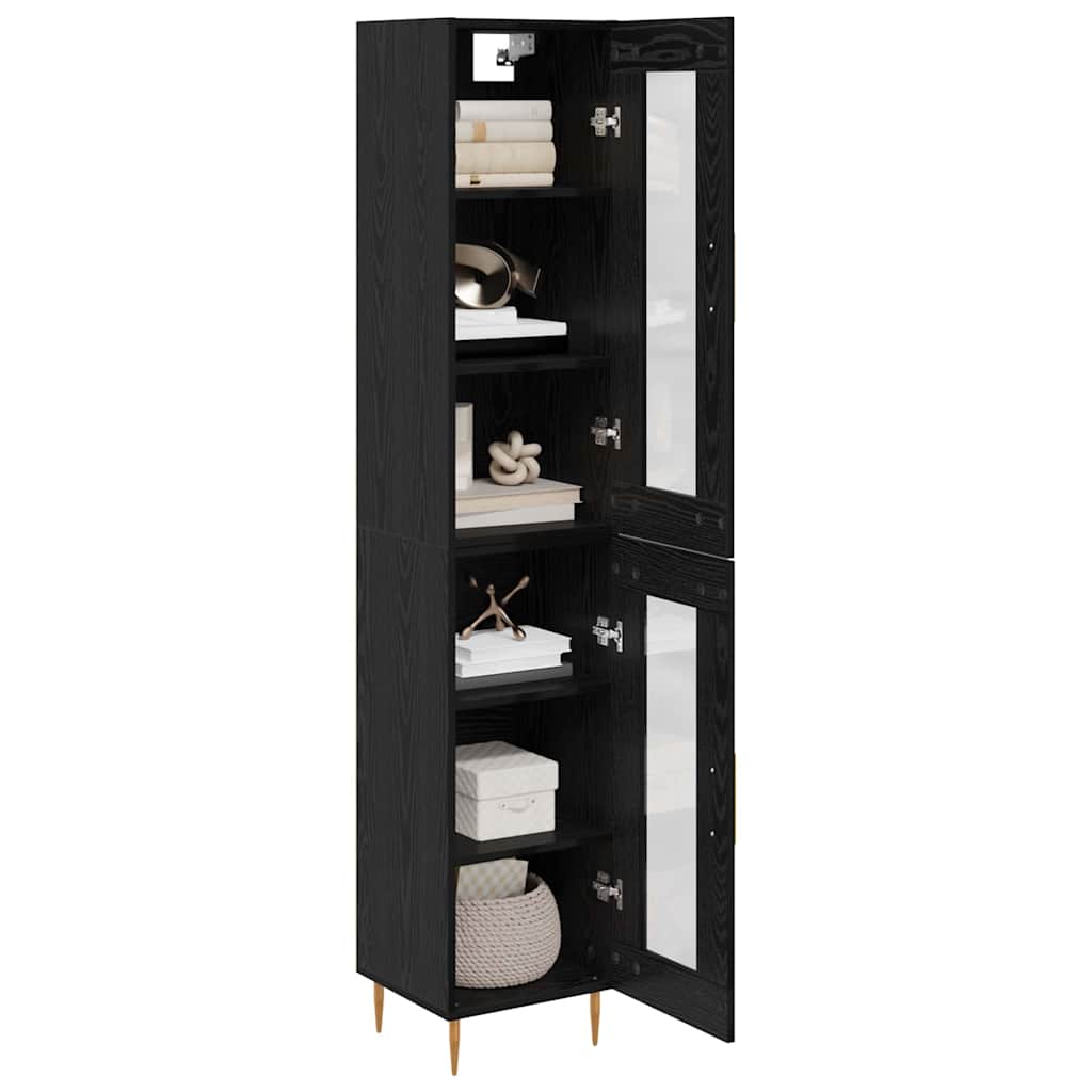 vidaXL Highboard 2 pcs Μαύρη Οξυά Γυαλί