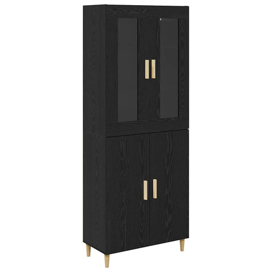 vidaXL Highboard Μαύρη Οξυά 69,5 x 34 x 180 εκ. Σύνθετο Ξύλο και Γυαλί