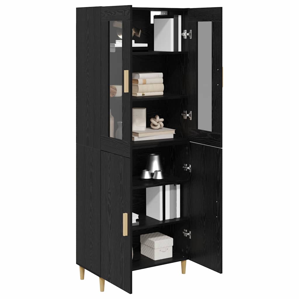 vidaXL Highboard Μαύρη Οξυά 69,5 x 34 x 180 εκ. Σύνθετο Ξύλο και Γυαλί