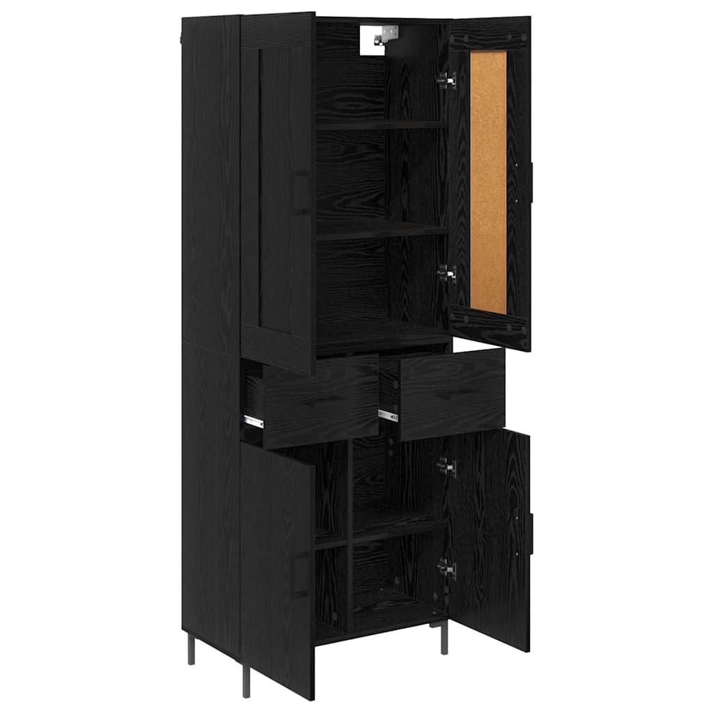 vidaXL Highboard με συρτάρι 2 pcs Μαύρη Οξυά Επεξεργασμένο ξύλο