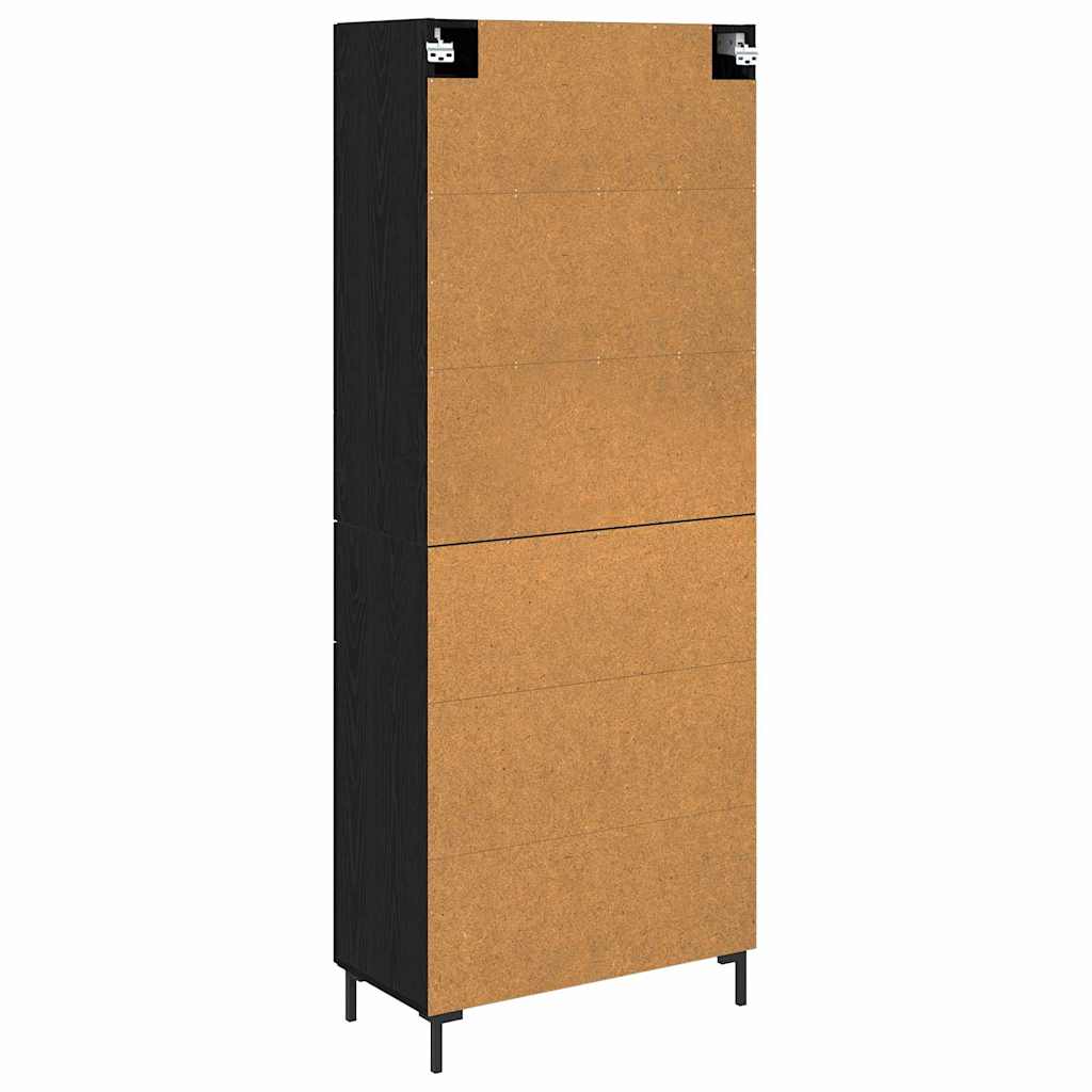 vidaXL Highboard με συρτάρι 2 pcs Μαύρη Οξυά Επεξεργασμένο ξύλο