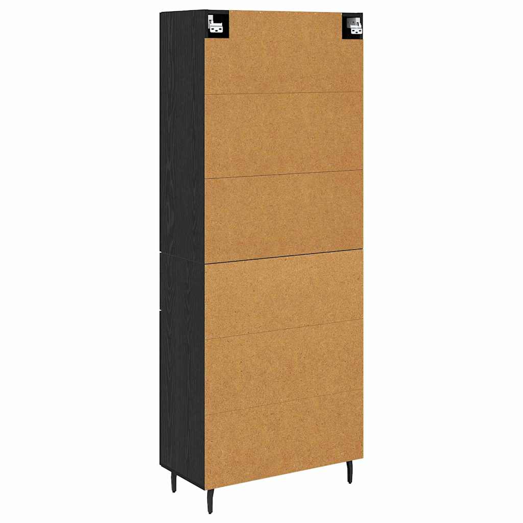 vidaXL Highboard με συρτάρι 2 pcs Μαύρη δρυς Σύνθετο Ξύλο και Γυαλί