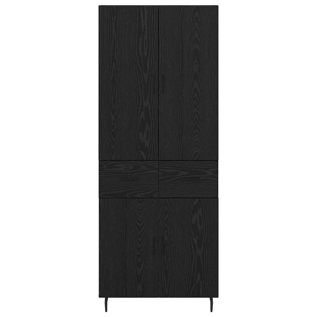 vidaXL Highboard με συρτάρι 2 pcs Μαύρη δρυς Σύνθετο Ξύλο και Γυαλί