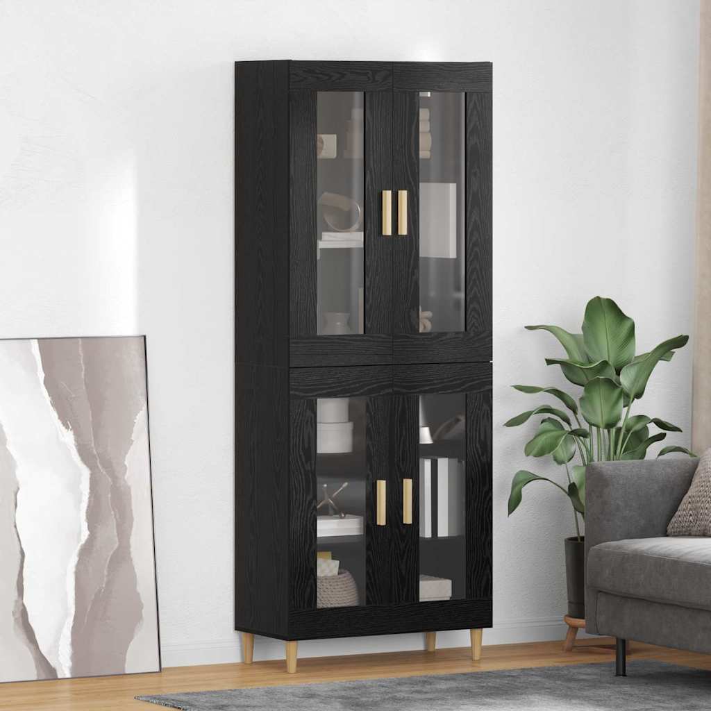 vidaXL Highboard Μαύρη Οξυά 69,5 x 34 x 180 εκ. Επεξεργασμένο ξύλο