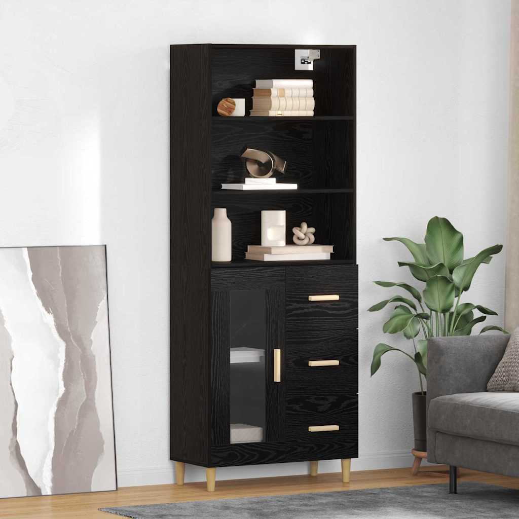 vidaXL Highboard Επιτοίχιο 2 pcs Μαύρη Οξυά 69,5 x 34 x 180 εκ.