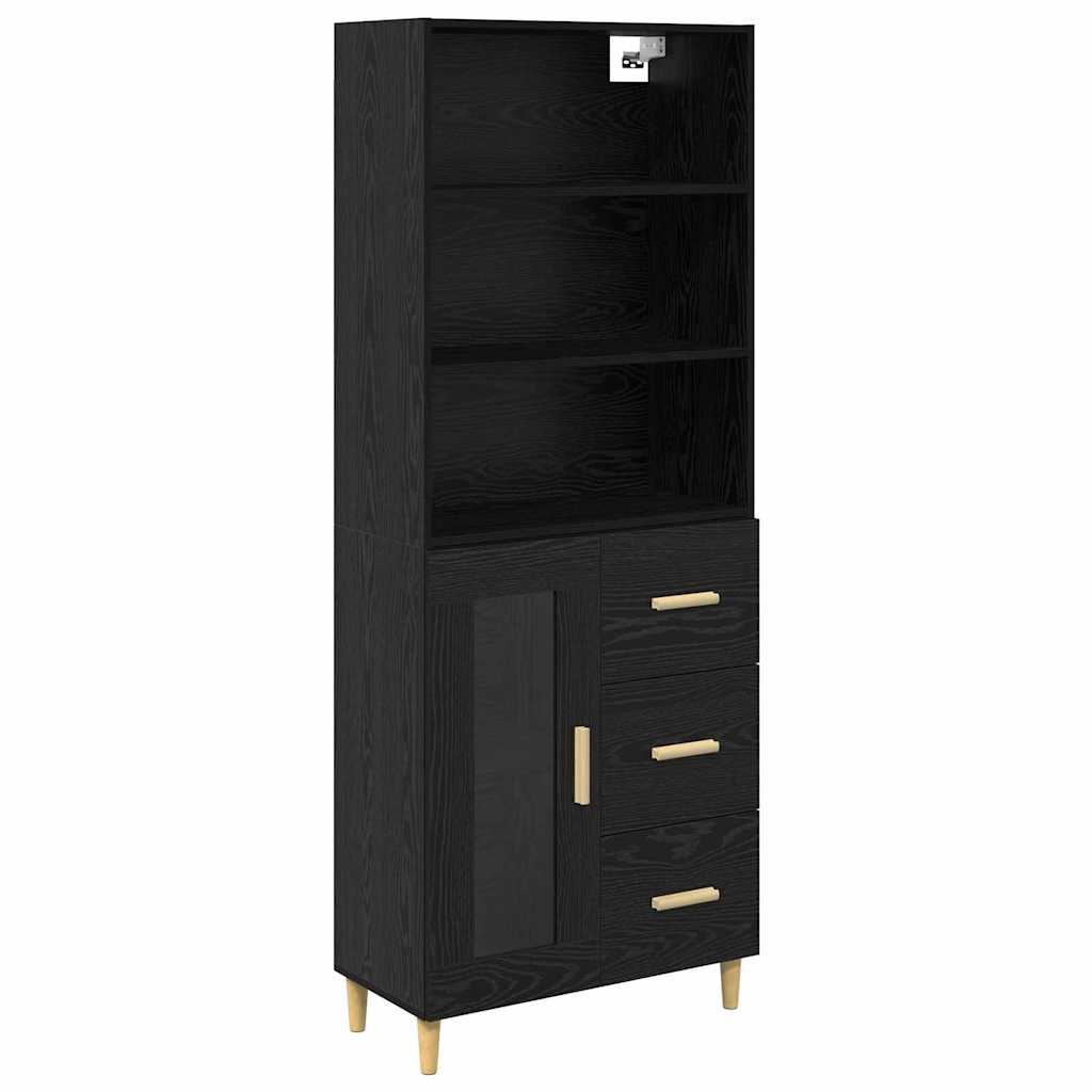 vidaXL Highboard Επιτοίχιο 2 pcs Μαύρη Οξυά 69,5 x 34 x 180 εκ.
