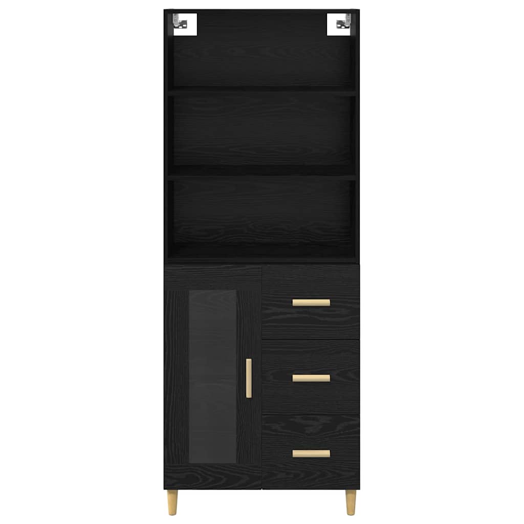 vidaXL Highboard Επιτοίχιο 2 pcs Μαύρη Οξυά 69,5 x 34 x 180 εκ.