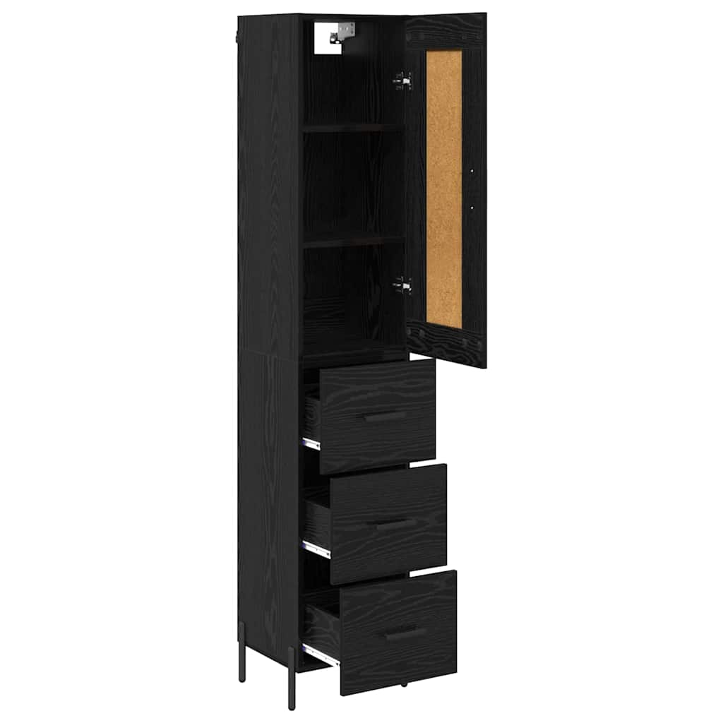 vidaXL Highboard Μαύρη Οξυά 34,5 x 34 x 180 εκ. Επεξεργασμένο ξύλο