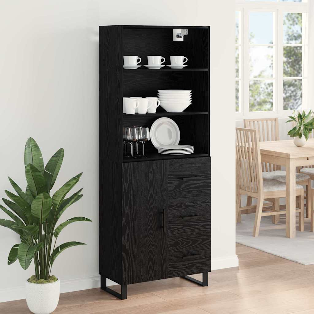vidaXL Highboard Μαύρη Οξυά 69,5 x 34 x 180 εκ. Επεξεργασμένο ξύλο
