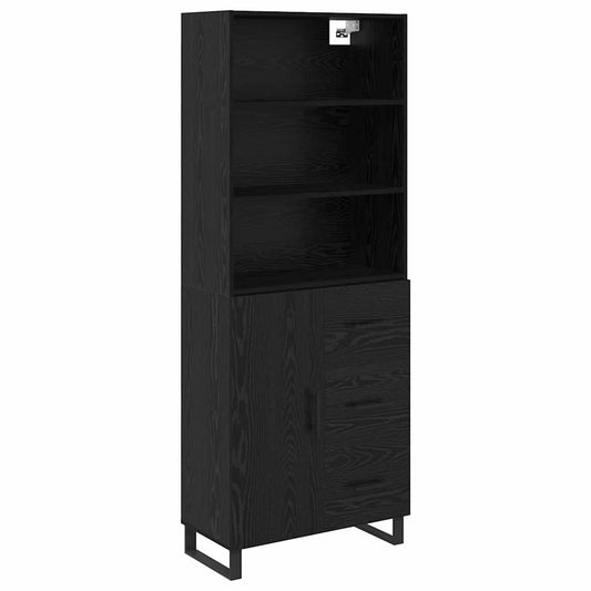 vidaXL Highboard με συρτάρι 2 pcs Μαύρη Οξυά Επεξεργασμένο ξύλο