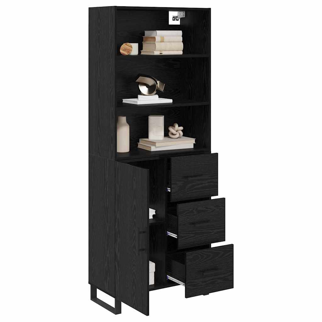 vidaXL Highboard Μαύρη Οξυά 69,5 x 34 x 180 εκ. Επεξεργασμένο ξύλο