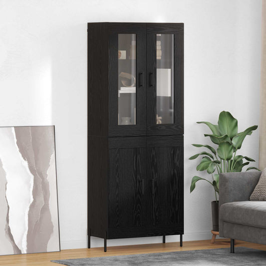 vidaXL Highboard Μαύρη Οξυά 69,5 x 34 x 180 εκ. Επεξεργασμένο ξύλο