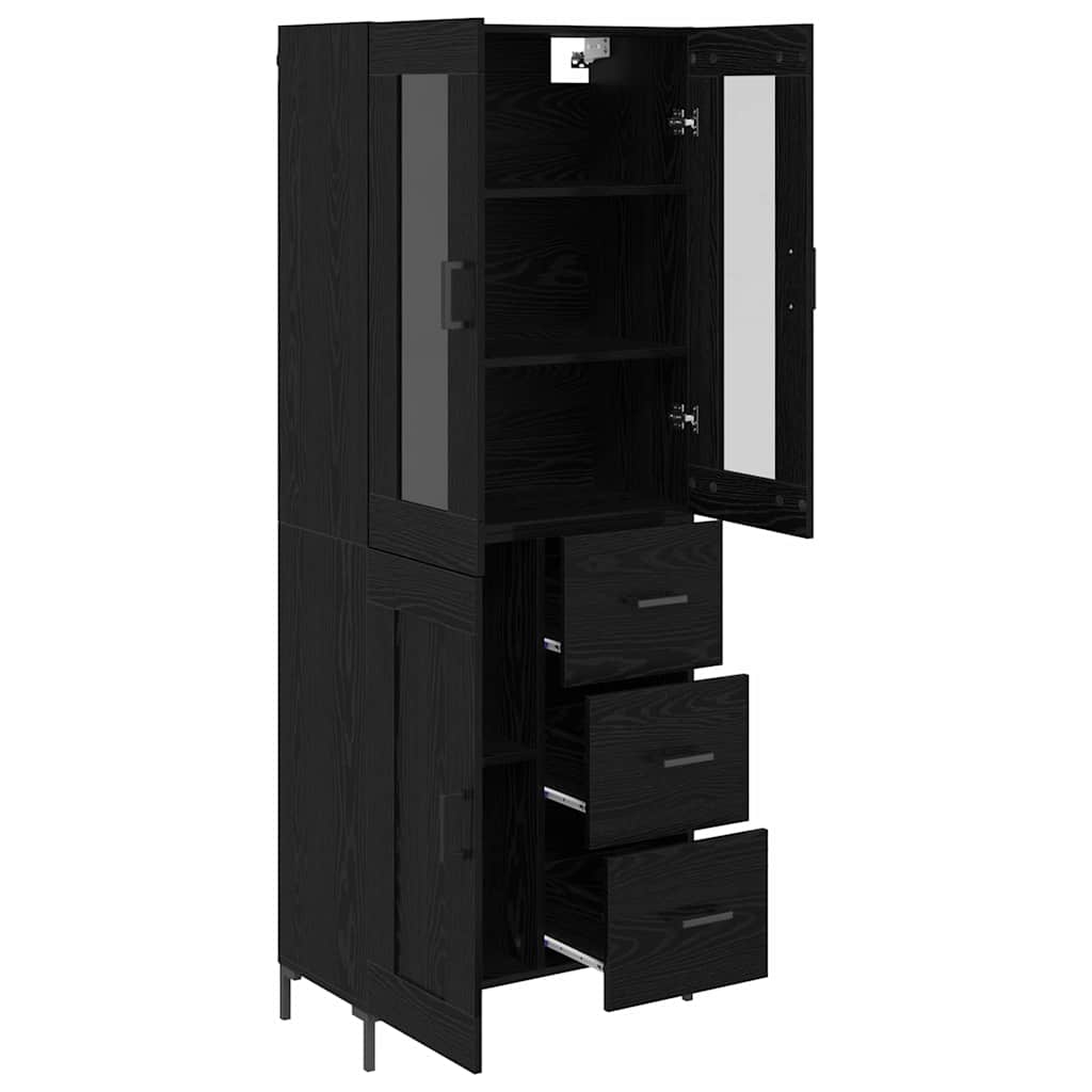 vidaXL Highboard Επιτοίχιο 2 pcs Μαύρη Οξυά 69,5 x 34 x 180 εκ.