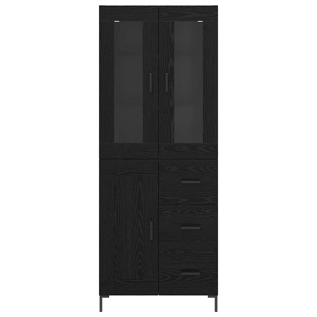 vidaXL Highboard Επιτοίχιο 2 pcs Μαύρη Οξυά 69,5 x 34 x 180 εκ.