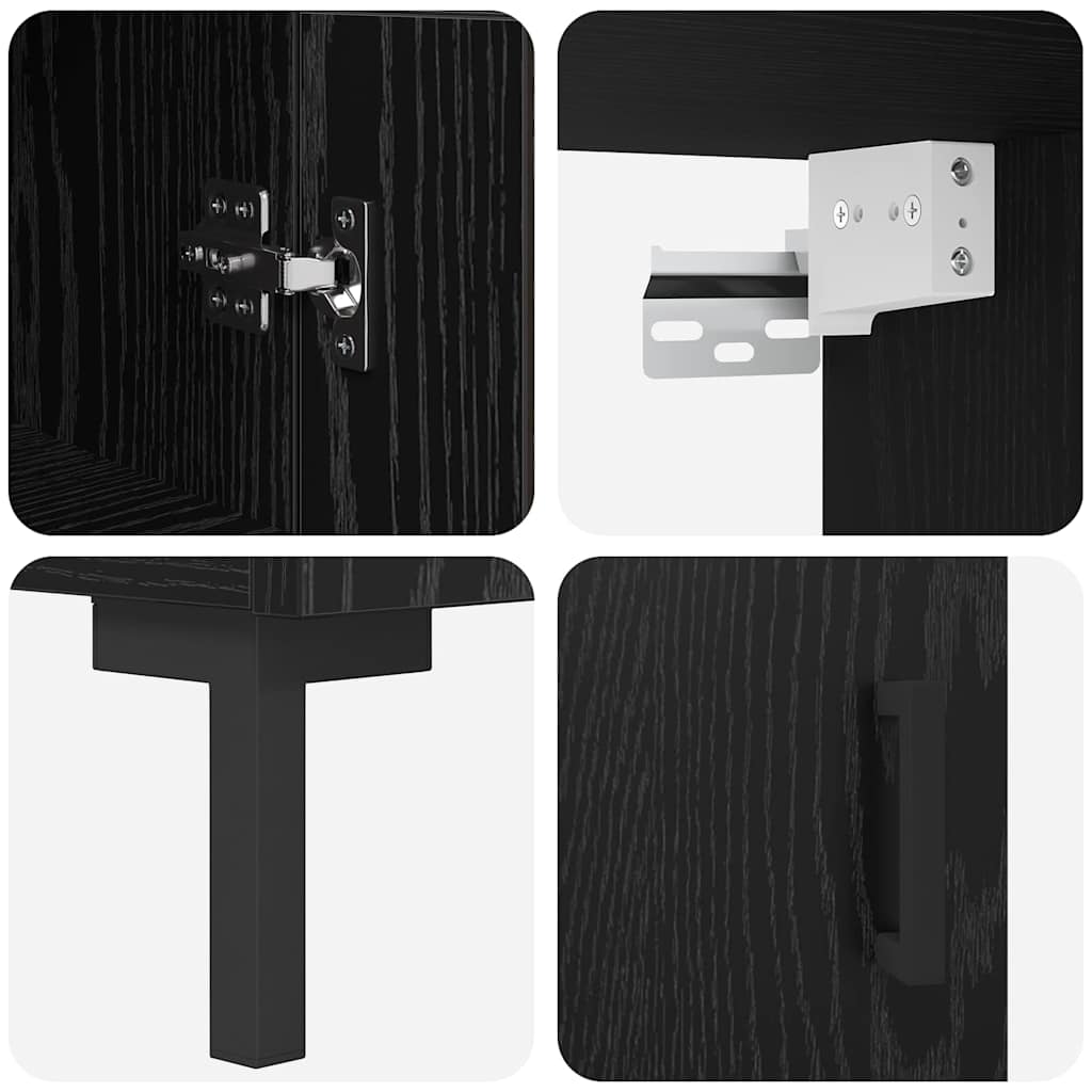 vidaXL Highboard Μαύρη Οξυά 34,5 x 34 x 180 εκ. Επεξεργασμένο ξύλο