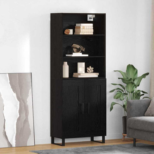 vidaXL Highboard Μαύρη Οξυά 69,5 x 34 x 180 εκ. Επεξεργασμένο ξύλο