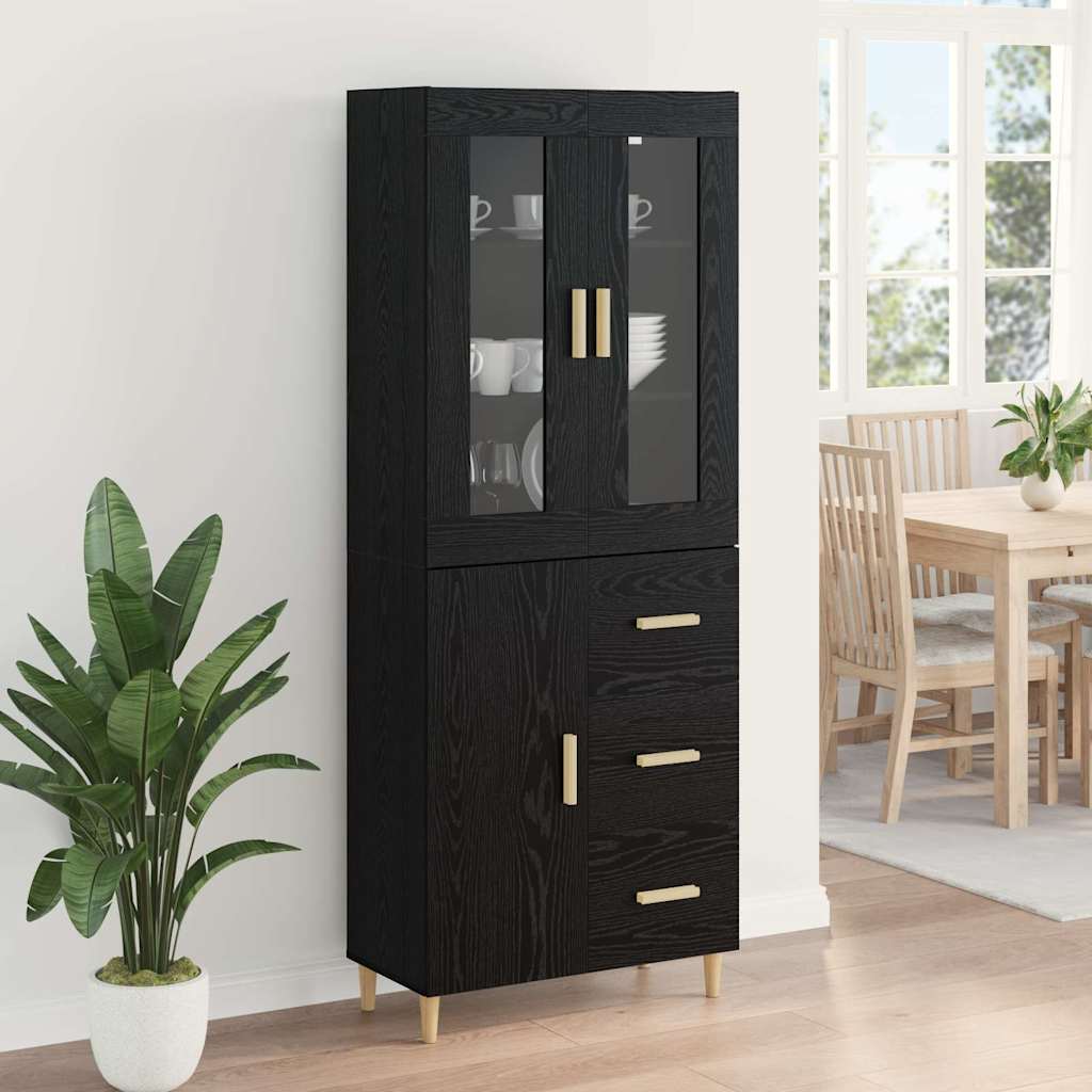 vidaXL Highboard Μαύρη Οξυά 34,5 x 34 x 180 εκ. Επεξεργασμένο ξύλο