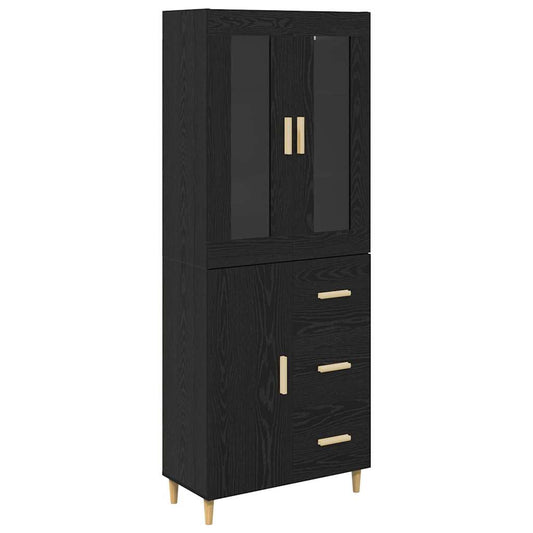 vidaXL Highboard Μαύρη Οξυά 34,5 x 34 x 180 εκ. Επεξεργασμένο ξύλο