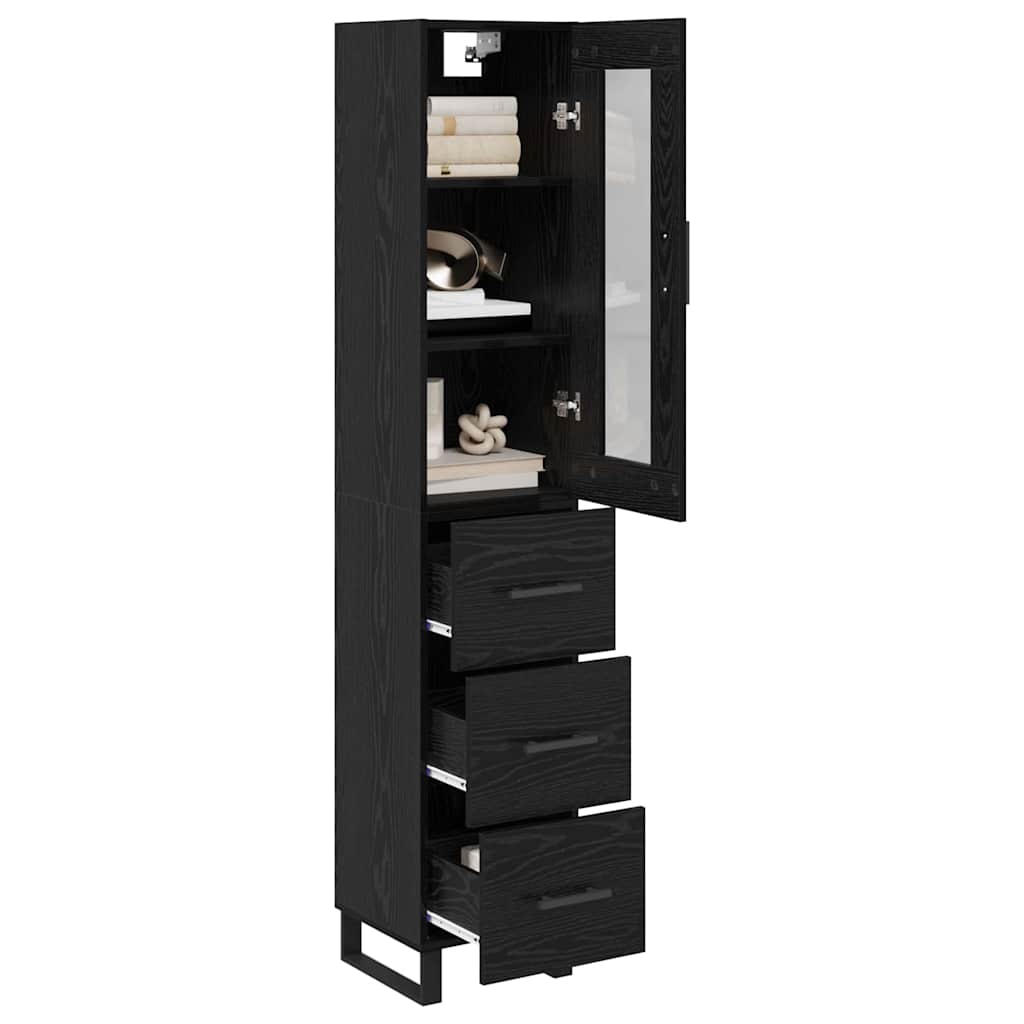 vidaXL Highboard Μαύρη Οξυά 69,5 x 34 x 180 εκ. Επεξεργασμένο ξύλο