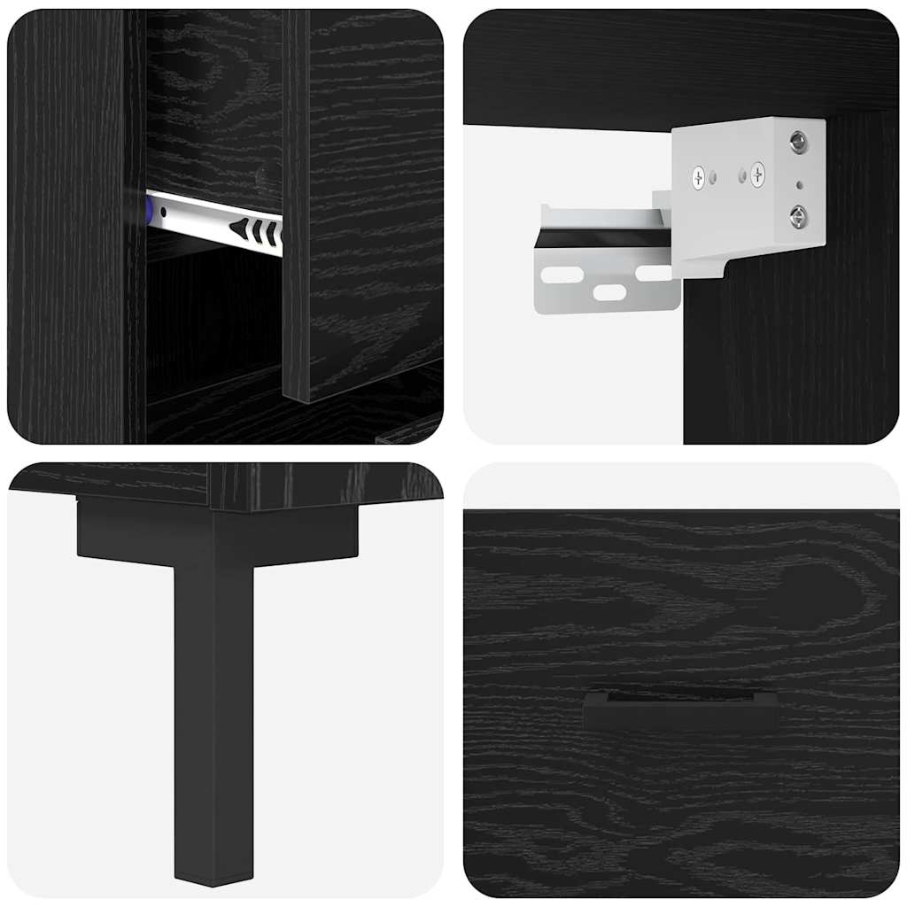 vidaXL Highboard Μαύρη Οξυά 34,5 x 34 x 180 εκ. Επεξεργασμένο ξύλο