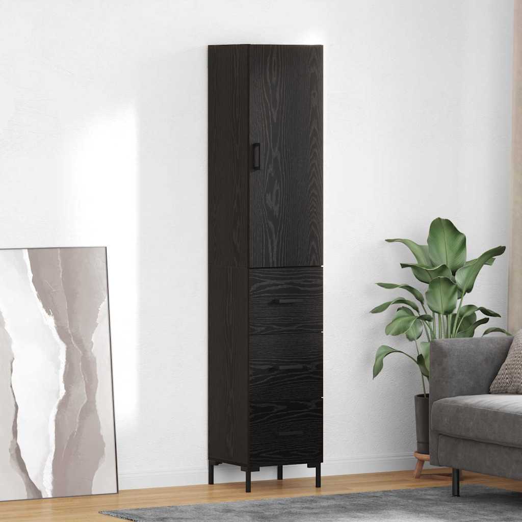 vidaXL Highboard Μαύρη Οξυά 34,5 x 34 x 180 εκ. Επεξεργασμένο ξύλο