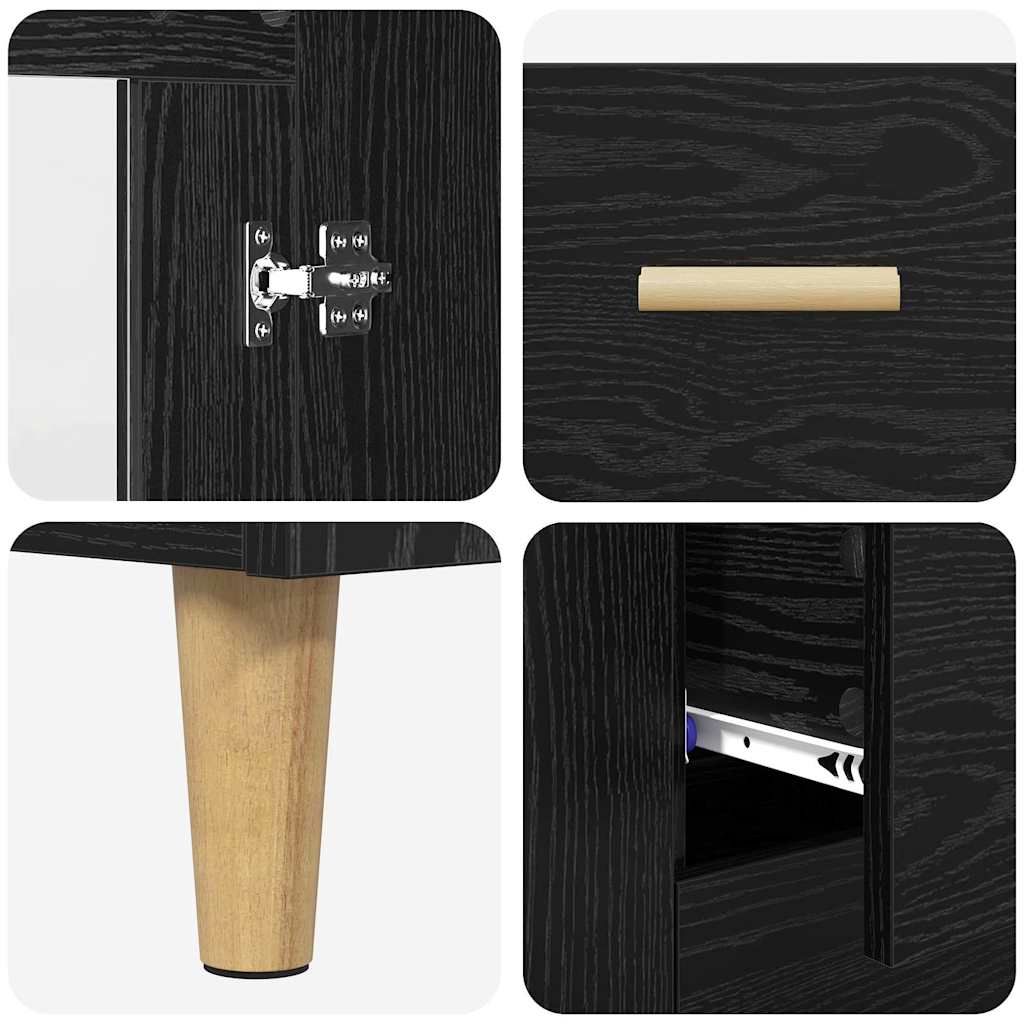 vidaXL Highboard Μαύρη Οξυά 69,5 x 34 x 180 εκ. Σύνθετο Ξύλο και Γυαλί