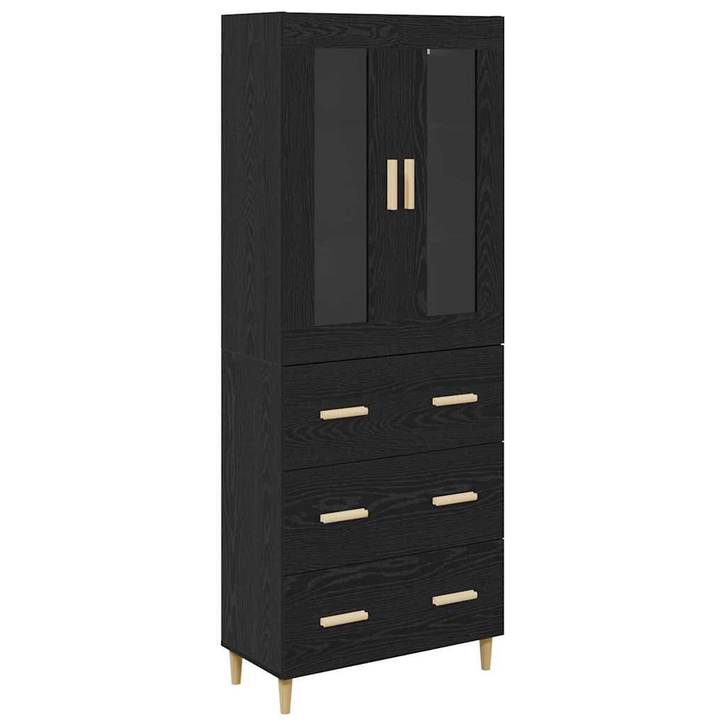 vidaXL Highboard Μαύρη Οξυά 69,5 x 34 x 180 εκ. Σύνθετο Ξύλο και Γυαλί