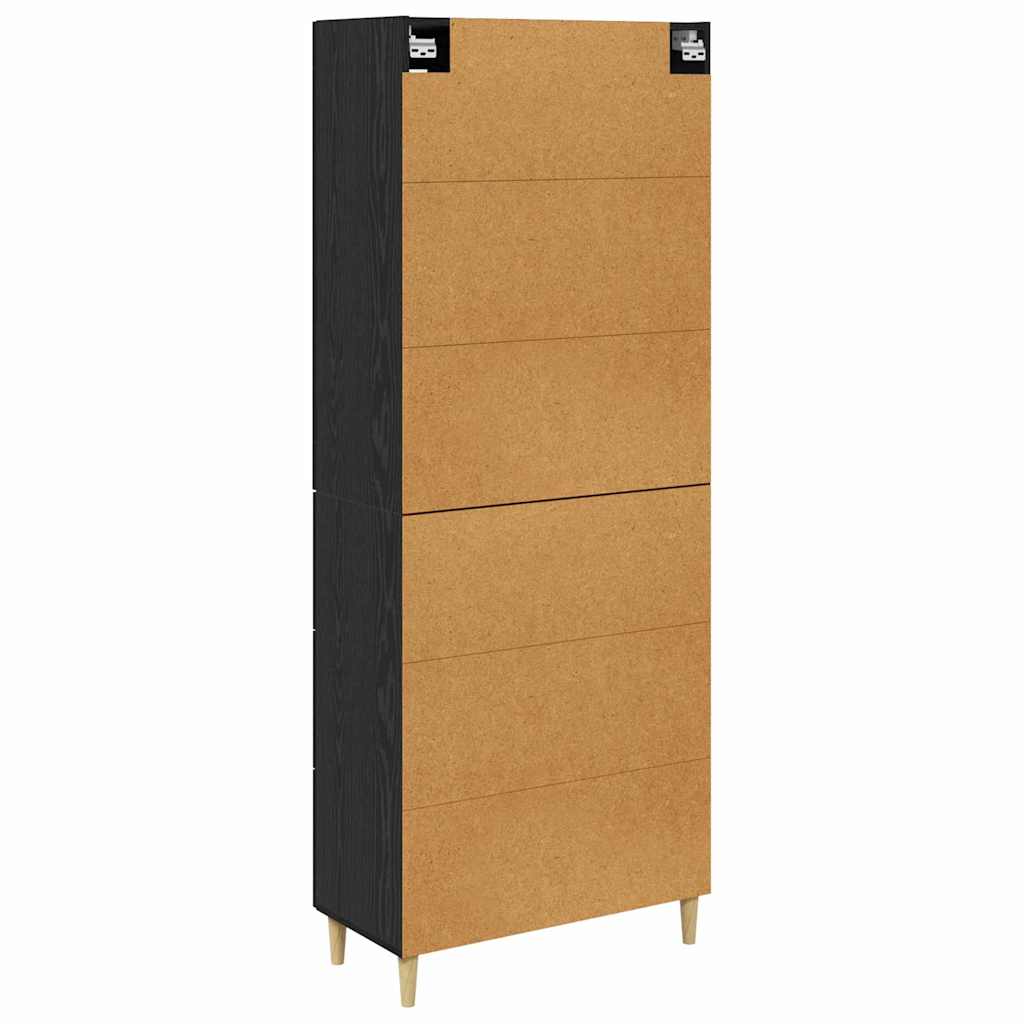 vidaXL Highboard Μαύρη Οξυά 69,5 x 34 x 180 εκ. Σύνθετο Ξύλο και Γυαλί