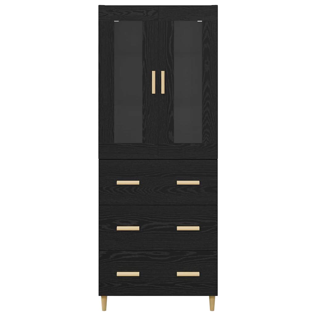vidaXL Highboard Μαύρη Οξυά 69,5 x 34 x 180 εκ. Σύνθετο Ξύλο και Γυαλί