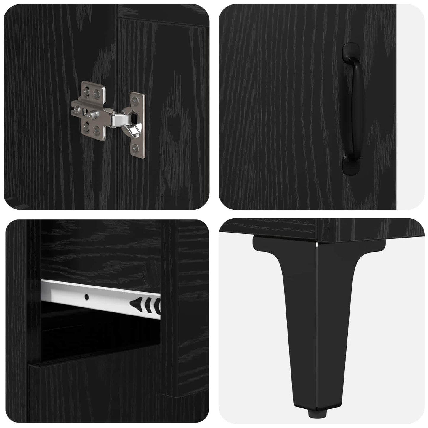 vidaXL Highboard Μαύρη Οξυά 69,5 x 34 x 180 εκ. Επεξεργασμένο ξύλο