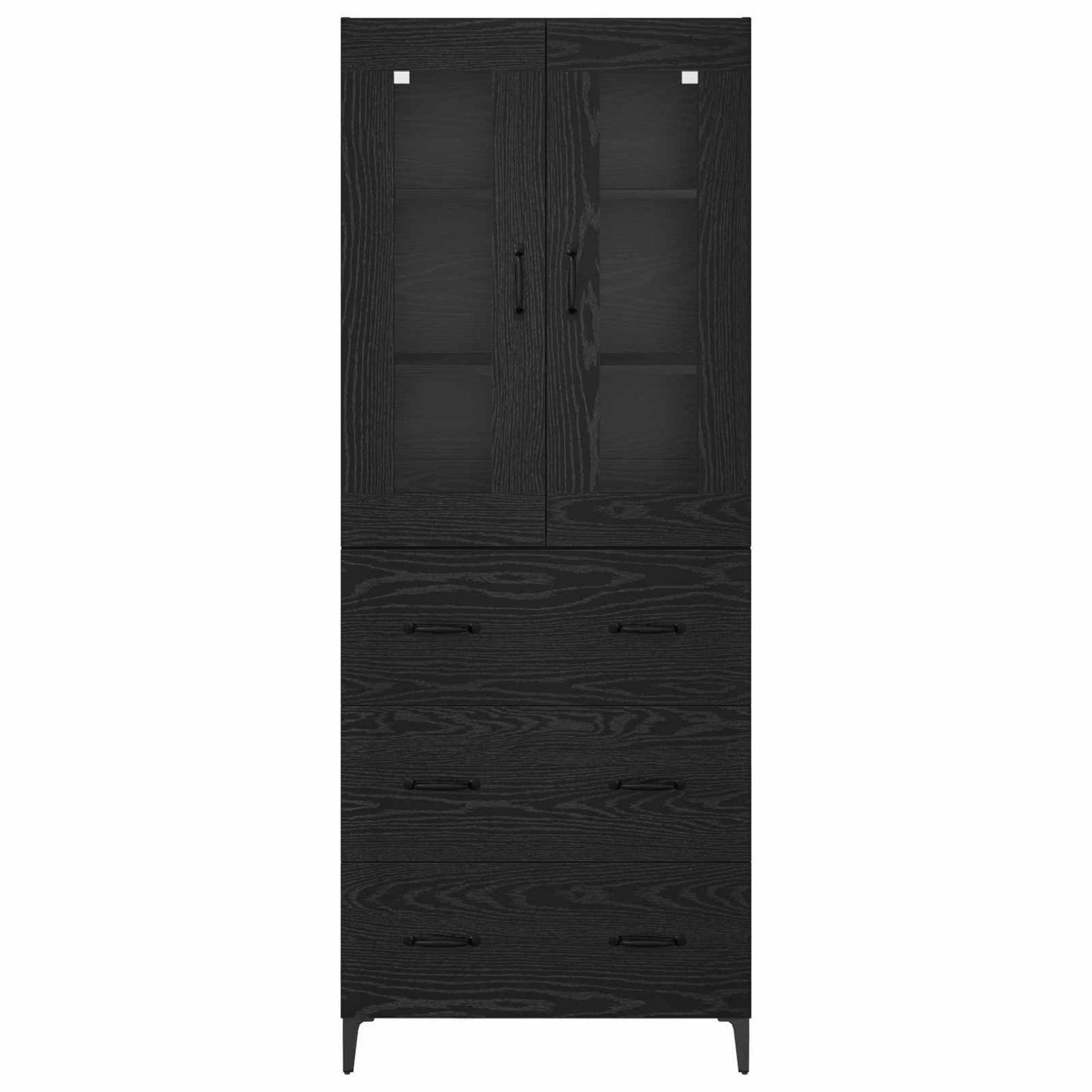 vidaXL Highboard Μαύρη Οξυά 69,5 x 34 x 180 εκ. Επεξεργασμένο ξύλο