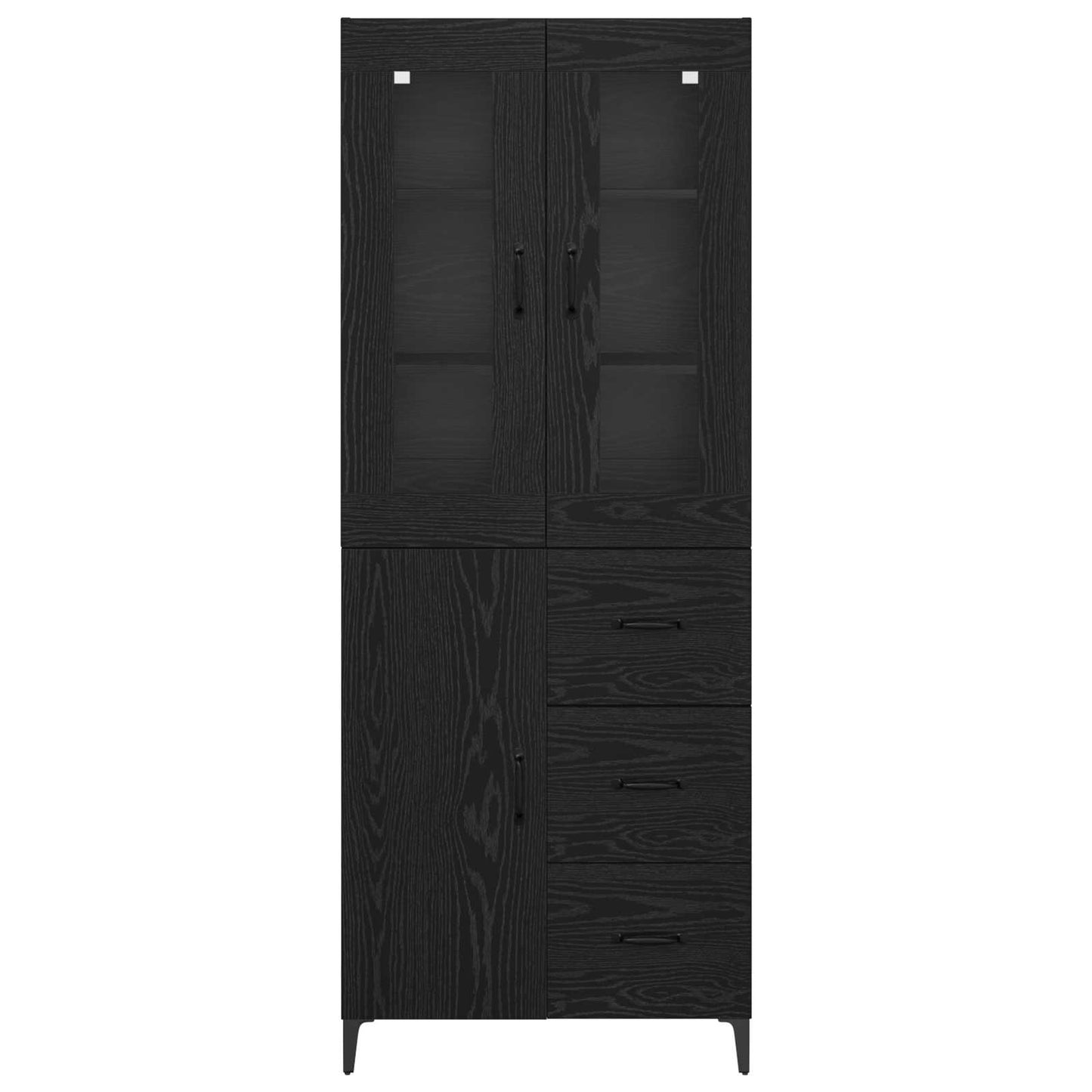 vidaXL Highboard Μαύρη Οξυά 69,5 x 34 x 180 εκ. Επεξεργασμένο ξύλο