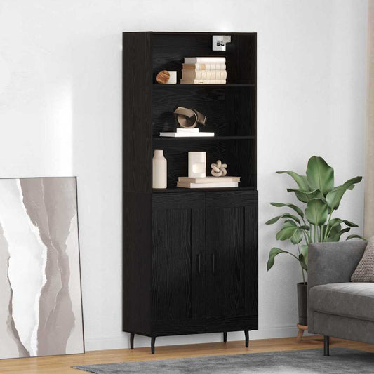 vidaXL Highboard Μαύρη Οξυά 69,5 x 34 x 180 εκ. Σύνθετο Ξύλο και Γυαλί
