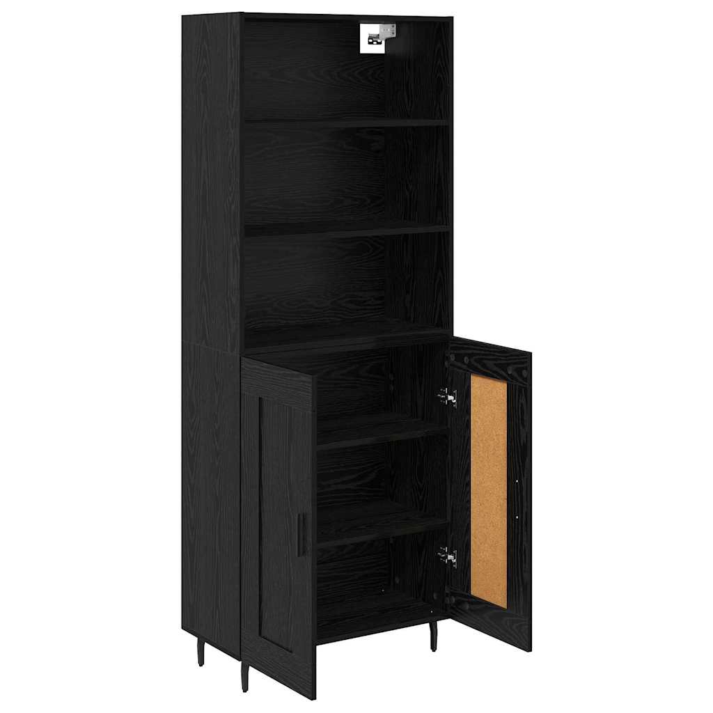 vidaXL Highboard Μαύρη Οξυά 69,5 x 34 x 180 εκ. Σύνθετο Ξύλο και Γυαλί