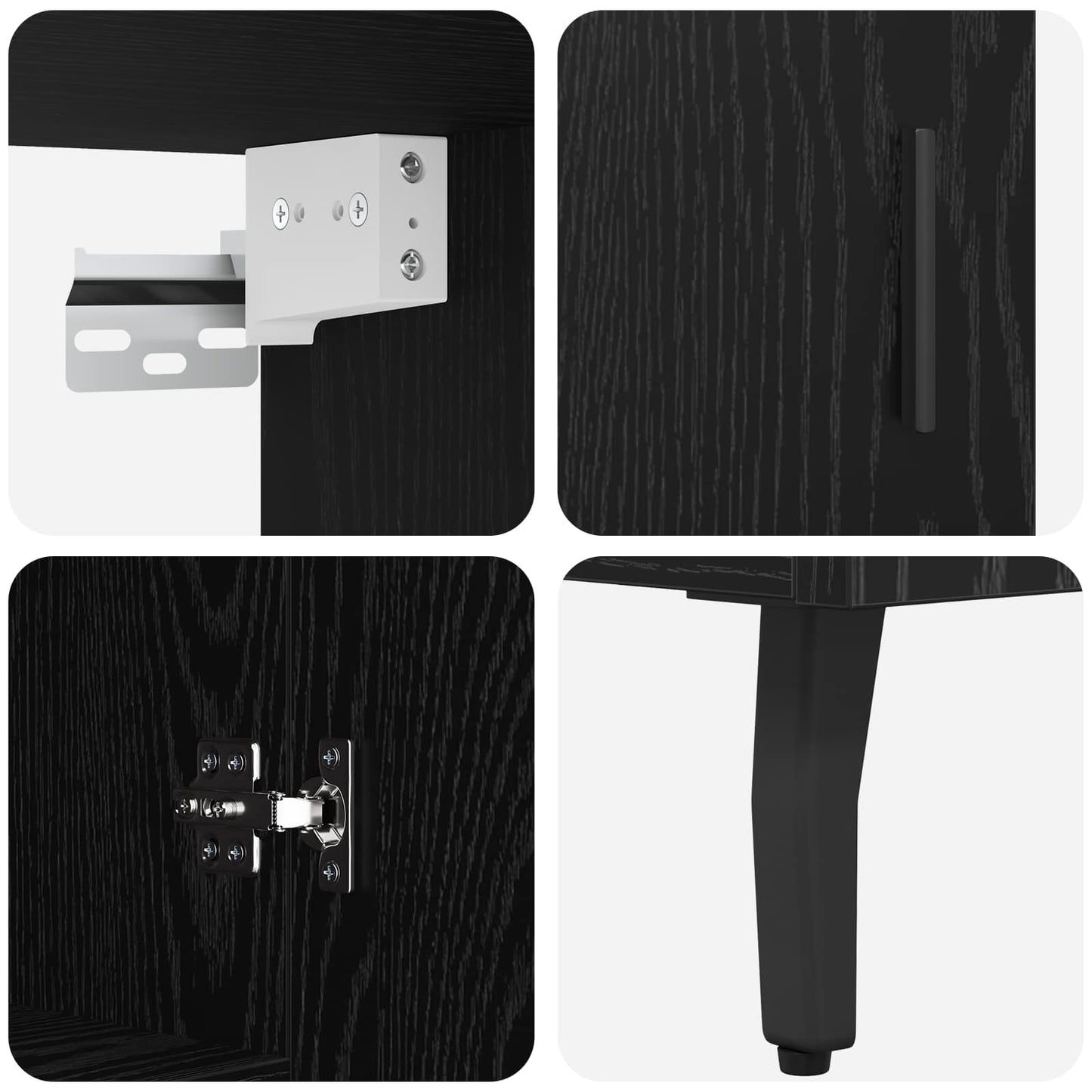 vidaXL Highboard 2 pcs Μαύρη Οξυά Σύνθετο Ξύλο και Γυαλί