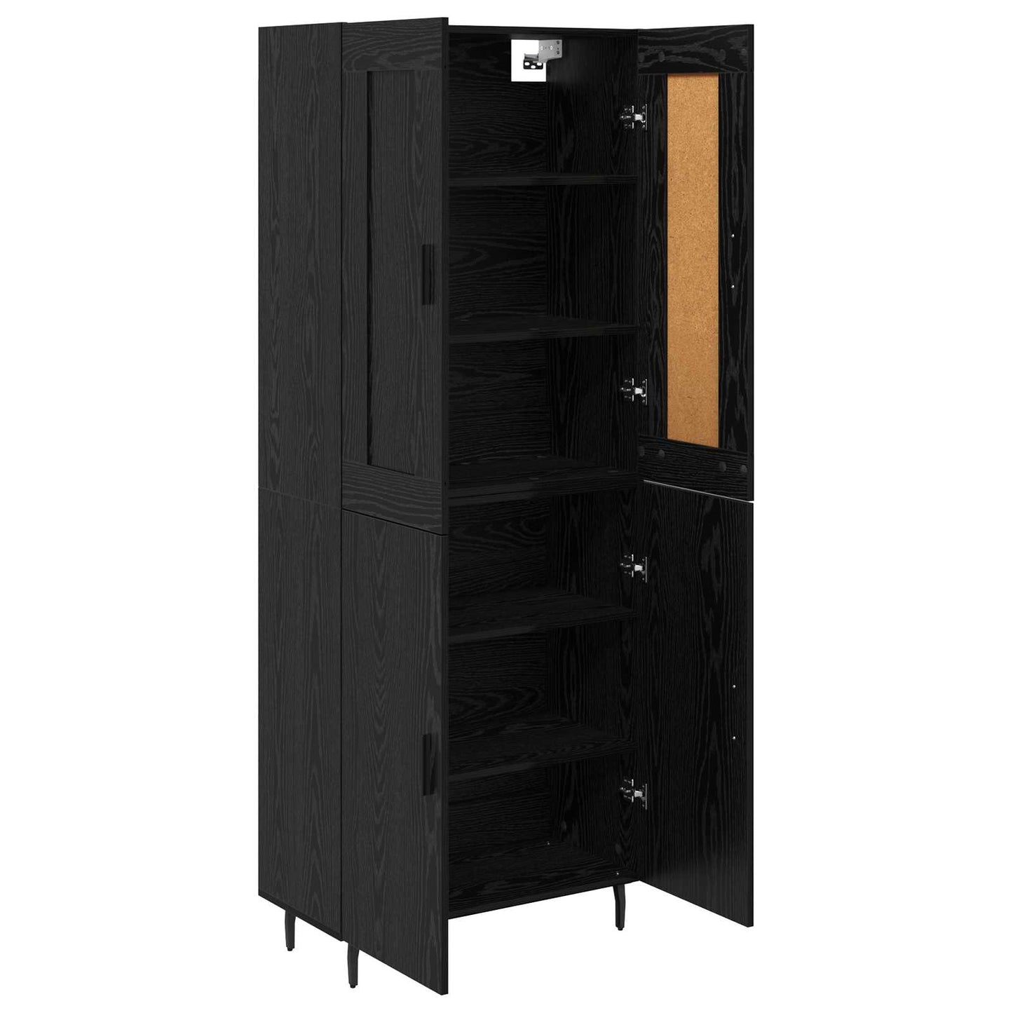 vidaXL Highboard 2 pcs Μαύρη Οξυά Σύνθετο Ξύλο και Γυαλί