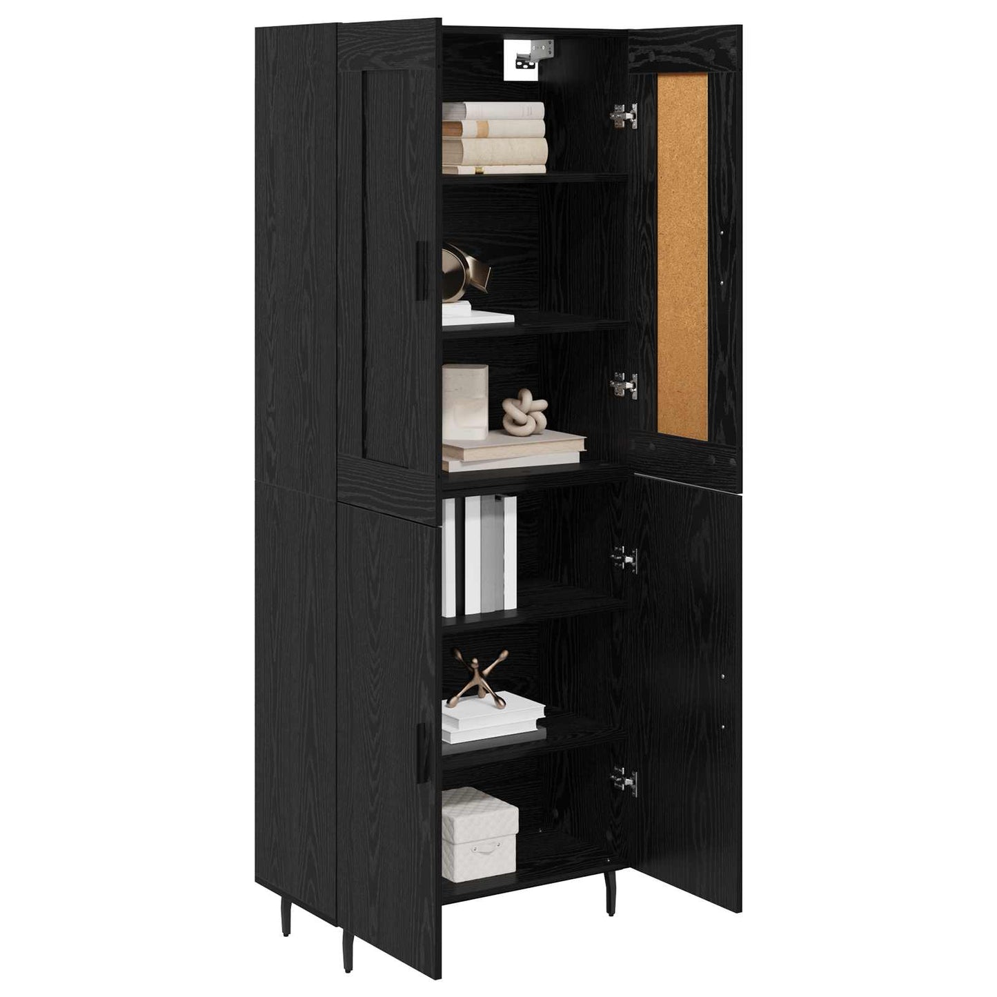 vidaXL Highboard 2 pcs Μαύρη Οξυά Σύνθετο Ξύλο και Γυαλί