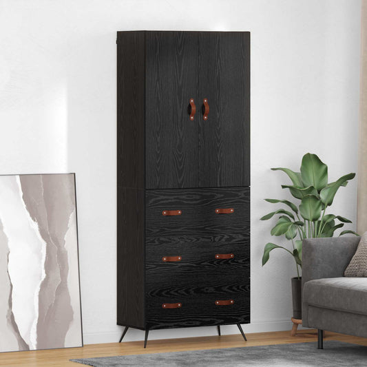 vidaXL Highboard Μαύρη Οξυά 69,5 x 34 x 180 εκ. Επεξεργασμένο ξύλο