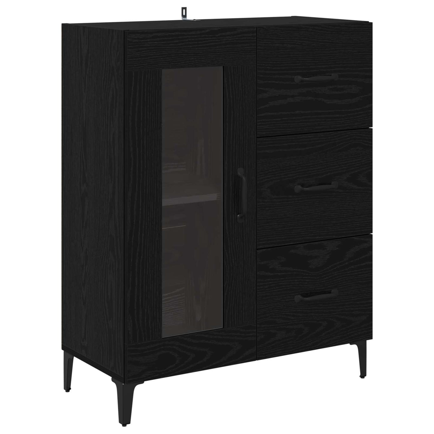 Highboard Επιτοίχιο Μαύρη Οξυά 69,5 x 34 x 180 εκ. Επεξεργασμένο ξύλο