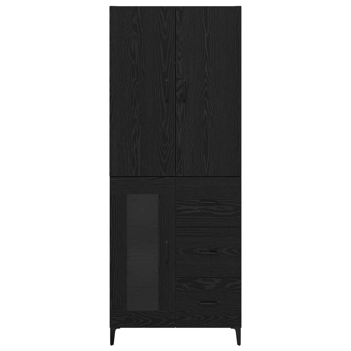 Highboard Επιτοίχιο Μαύρη Οξυά 69,5 x 34 x 180 εκ. Επεξεργασμένο ξύλο