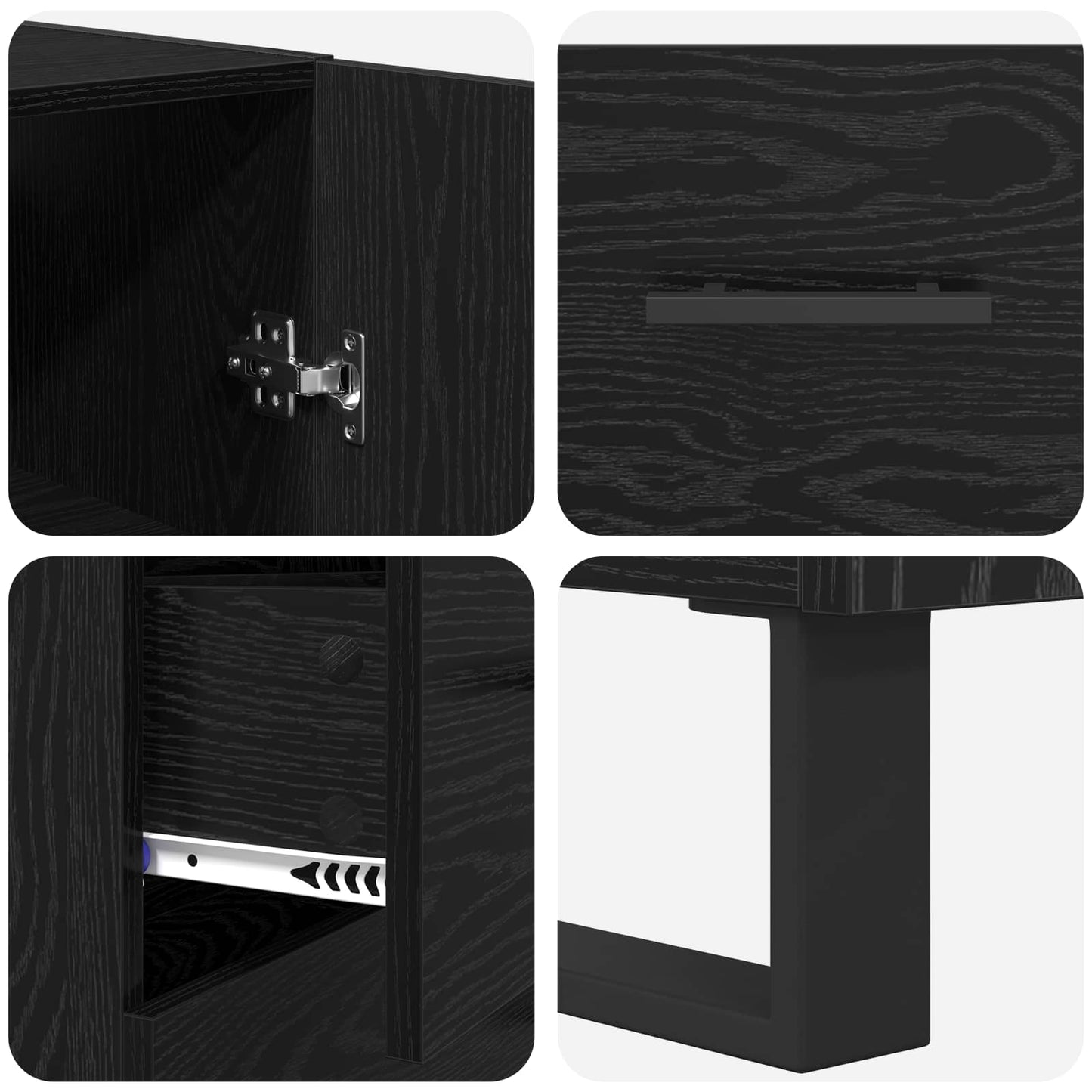 vidaXL Highboard με συρτάρι 2 pcs Μαύρη Οξυά Σύνθετο Ξύλο και Γυαλί