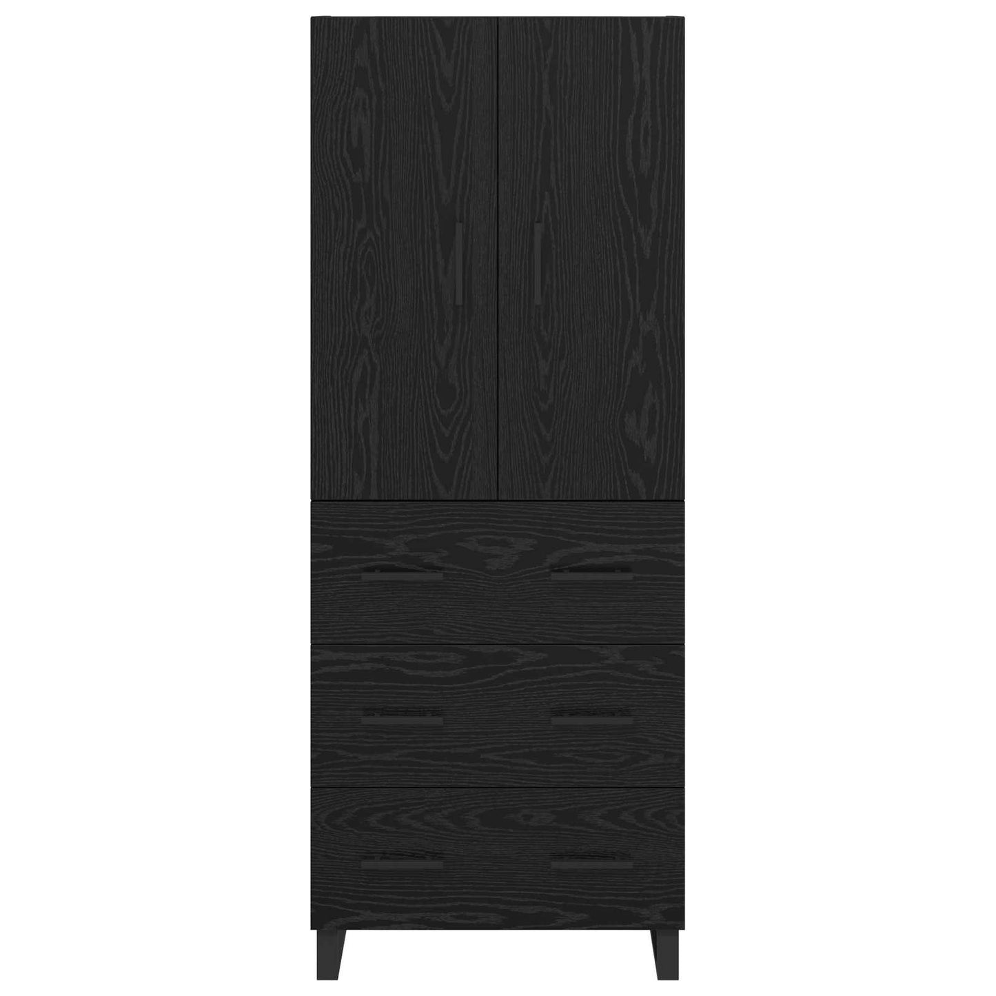 vidaXL Highboard με συρτάρι 2 pcs Μαύρη Οξυά Σύνθετο Ξύλο και Γυαλί