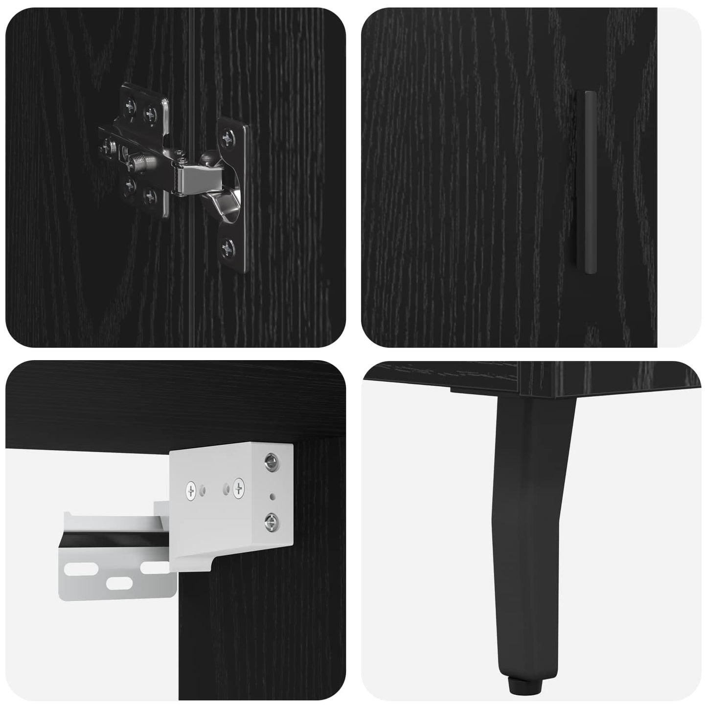 vidaXL Highboard 2 pcs Μαύρη Οξυά Σύνθετο Ξύλο και Γυαλί